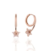 925 Ayar Gümüş Rose Kaplama  Halkalı Model  Küpe (Beyaz)