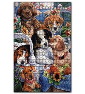 Cakapuzzle Köpekler Ve Ailesi Görseli Puzzle Yapboz MDF (Ahşap) (1000 Parça)
