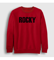 Presmono Unisex Beyaz Logo Film Rocky Sweatshirt 250037tt (Kırmızı)