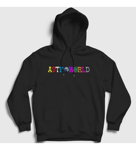Presmono Unisex Gri Astroworld Travis Scott Kapüşonlu Sweatshirt 45201tt (Siyah)