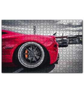 Cakapuzzle Kırmızı Spor Araba Çelik Jant Detayı  Puzzle Yapboz MDF (Ahşap) (1000 Parça)