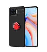 Oppo Reno A73 Kılıf Yüzüklü Magnetli Ravel Case (Siyah-Kırmızı)
