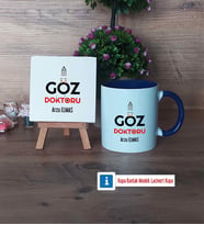 Göz Doktoru Dekoratif Taş, Kupa Bardak Kırmızı Hediye (Model 2)