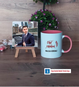 Okul Müdürü Fotoğraflı Dekoratif Taş, Kupa Bardak Beyaz Hediye Öğretmenler Günü Hediyesi (Model 6)