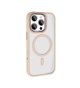 iPhone 16 Pro Max Kılıf Wireless Şarj Özellikli Krom Magsafe Silikon Kılıf (Rose)