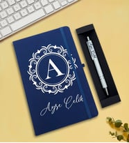 Kişiye Özel Defter & Kalem Hediye Seti (Mavi)