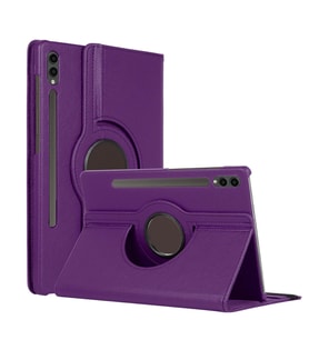 Microsonic Samsung Galaxy Tab S9 Plus X810 Kılıf 360 Rotating Stand Deri Siyah (Mor)