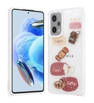 Xiaomi Redmi Note 12 Pro 5G Kılıf Parlayan Sıvılı Simli Kabartma Figürlü Redclick Cevze Kapak