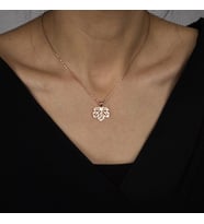 Kişiye Özel 925 Ayar Gümüş Yaprak Kolye (Rose)