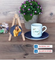 İsme Özel Doğum Günü Hediyesi Türk Kahvesi Fincanı Ahşap Altlıklı ve Fotoğraflı Ahşap Anahtarlık Hediye (Model 4)