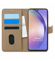 Microsonic Samsung Galaxy A54 Kılıf Fabric Book Wallet Siyah (Gold)