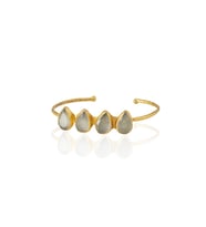 Kadir Jewellery 22 Ayar Altın Kaplama Zirkon Taşlı Ayarlanabilir Trend Bilezik (Gri)