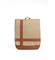 Erkek Sırt Çantası 35*22 Cm Kanvas Kumaş Laptop Bölmeli Business Sırt Çantası Okul Çantası Mega Bag (Krem)