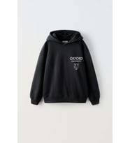 ERKEK ÇOCUK OXFORD MODELLİ KOL MANŞETLİ PAMUK KAPŞONLU SWEAT (Siyah)