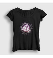Presmono Kadın Beyaz Om Sembol Meditasyon Hediye Yoga T-Shirt 512937tt (Siyah)