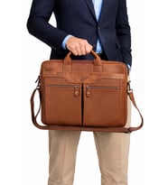 Erkek çok bölmeli 15,6 İnç  evrak ve laptop çantası (Taba)