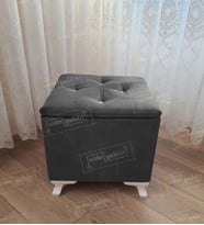 Lüks Sandıklı Tabure Puf 45 x 45 cm (Antrasit)