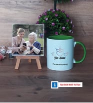 Yılın Annesi Fotoğraflı Dekoratif Taş, Kupa Bardak Beyaz Hediye (Model 14)
