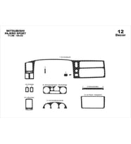 Meriç® Mitsubishi Pajero Sport Ön Torpido Kaplama Maun 12 P. 1998-2002 (Karbon)