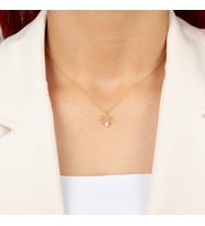 İncili Lotus Çiçeği Kolye- 925 Ayar Gümüş (Gold)