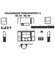 Meriç® VW Transporter T5 Ön Torpido Kaplama Maun 29 Parça 2003-2009 (Karbon)
