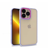 Apple iPhone 13 Pro Kılıf Flora Buton,Kenar Çevresi Renkli Kılıf (Lila)