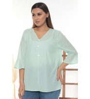 %100 Cotton Büyük Beden Bluz (Mint Yeşili)