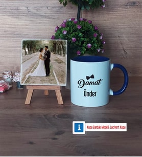 Damat Fotoğraflı Dekoratif Taş, Kupa Bardak Beyaz Hediye (Model 3)
