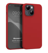 Microsonic Matte Silicone Apple iPhone 15 Kılıf Mavi (Kırmızı)