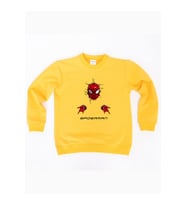 Spiderman baskılı örümcek adam pamuklu kumaş çocuk sweatshirt (Sarı)