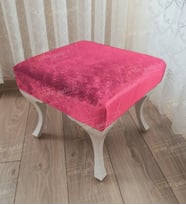 Ayak Ucu Kapı Önü Antre Düz Bench Puf Beyaz Ayak (Pembe)