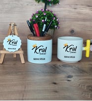 Kral Babam Hediye Sepeti Kupa Bardak T Kulplu, Kalemlik ve Anahtarlık Babaya Hediye Babalar Günü Hediyesi (Model 5)