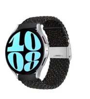 Sneezy Huawei Watch GT 2 Elegant-Classic 42mm Uyumlu 20mm Metal Klips Solo Fiberlink Örgü Kordon (Siyah Desenli)