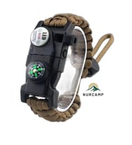 Paracord Kamp Bileklik Hayatta Kalma Bilekliği (Kahverengi)