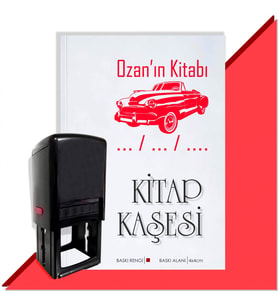 Kişiye Özel Klasik Otomobil Tarihli Otomatik Kitap Kaşesi (Kırmızı)