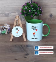 Ütopyalar Güzeldir Kupa Bardak Kırmızı ve Ahşap Anahtarlık Hediye (Model 13)