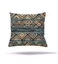 Patchwork Çiçek Desen Etnik Gizli Fermuarlı Yastık Kılıfı Kırlent Kılıfı Koltuk Yastık Kılıfı  (Petrol Yeşili)