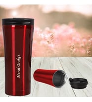 Kişiye Özel İsim Yazılı Kaydırmaz Tabanlı İç Dış Metal Termos Mug (Kırmızı)