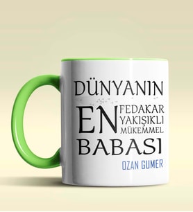 Kişiye Özel Dünyanın En En En Babası Temalı Siyah Kupa Bardak (Yeşil)