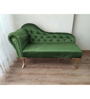 Dekoratif Bihter Koltuk Josefin Puf 120 cm Gold Ayak (Yeşil)