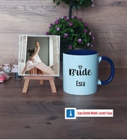 Bride Fotoğraflı Dekoratif Taş, Kupa Bardak Beyaz Hediye (Model 3)