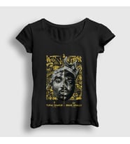 Presmono Kadın Haki Biggie Smalls Tupac Shakur T-Shirt 45704tt (Siyah)