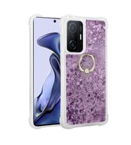 Xiaomi Mi 11T Pro 5G Kılıf Zore Milce Simli Pullu Yüzüklü Kılıf (Mor)
