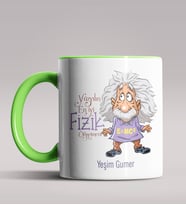 Kişiye Özel 100 Yılın En İyi Fizik Öğretmeni Tasarım Siyah Kupa  (Yeşil)