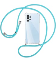Samsung Galaxy A13 Kılıf Boyun Omuz Askılı iPli Anti Şok Köşe Korumalı Şeffaf Silikon (Turkuaz)