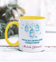 Meslek Dersleri Öğretmeni Tasarımlı Kişiye Özel Kupa Bardak (Sarı)