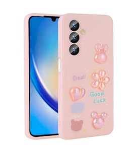 Galaxy A14 5G Kılıf Kabartma Figürlü Parlak Toys Silikon Kılıf (Pembe)