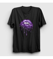 Presmono Unisex Beyaz Lips Deep Purple T-Shirt 381671tt (Siyah)