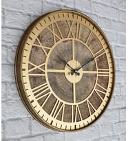 Markakanvas Altın(GOLD) Renk Metal Kasalı Eski Dünya Haritalı Duvar Saati (Çap 50 cm - 80 cm ) (Bakır)