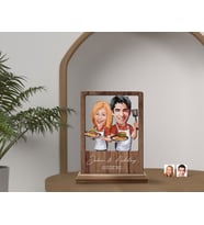 BK Gift Kişiye Özel Sevgililer Karikatürlü Ahşap Standlı Biblo, Sevgililer Günü Hediyesi, Doğum Günü Hediyesi, Yıl Dönümü Hediyesi-1 (Model 6)